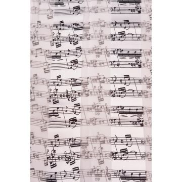 Foulard con note di Bach con strisce di raso Bianco  35x150cm  Musikboutique