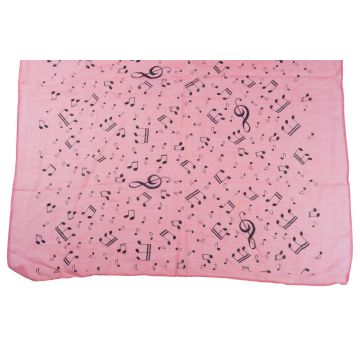 Sciarpa Musikboutique raffinata con chiave di violino e note Rosa 70x180