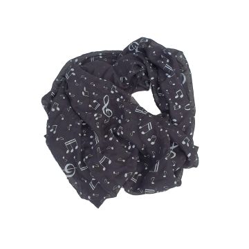 sciarpa Musikboutique con chiave di violino e note, Black 70x180 cm