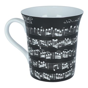 Tazza Musik-Boutique in porcellana nera con spartito bianco di Vivaldi