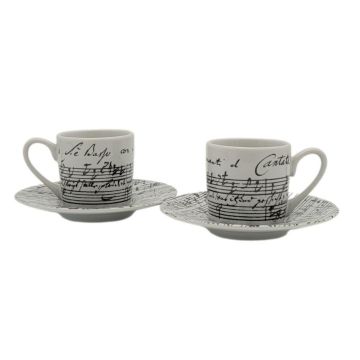 Set 2 tazzine Musik-Boutique da Caffè bianco serie Cantate
