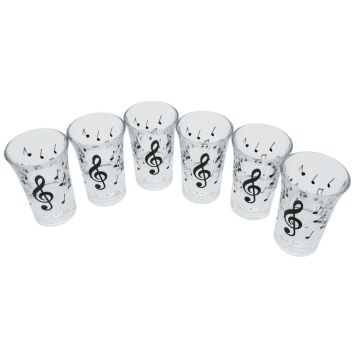 Set 6 bicchierini Musikboutique per distillati e shot con chiave di violino nera e note