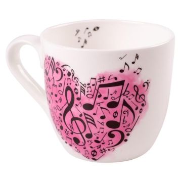 Tazza Musik-Boutique "Love is the Key"cuore rosa e note 