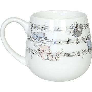 Tazza Musik Boutique bombata con Gatti e spartito