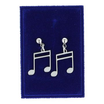 Coppia di orecchini in acciaio design: doppia nota Musikboutique