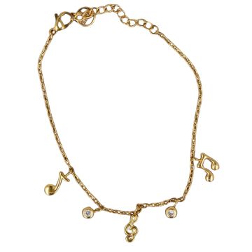 Bracciale in acciaio inossidabile con ciondoli a forma di note musicali e chiave di violino Musikbot