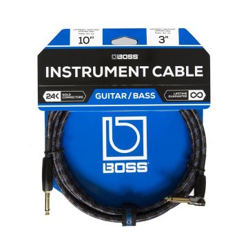 Cavo per strumenti Jack jack Boss BIC-10A Jack/Jack angolare 3 mt