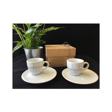 Set tazzine caffè Music-Gift white pentagramma 2 pezzi