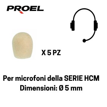 Antivento Proel per headset mini 5pz
