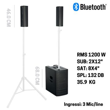 DB Technology ES1203 impianto audio 1 sub 2 satelliti 2400w