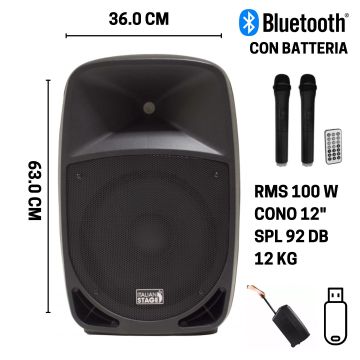 Box con 2 palmari Italian Stage FR12AW V2 UHF SD/USB, mp3, bluetooth, 200 w