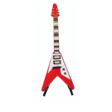 Miniatura Chitarra elettrica rossa 17cm con supporto e custodia  Agifty