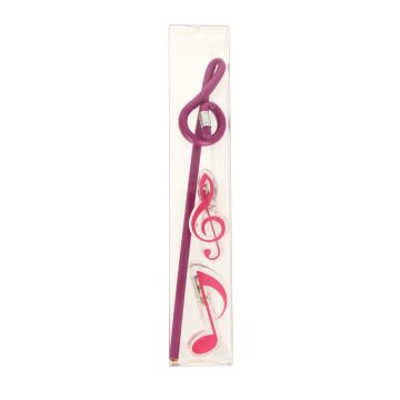 Set Matita a forma chiave di violino con clip Rosa 