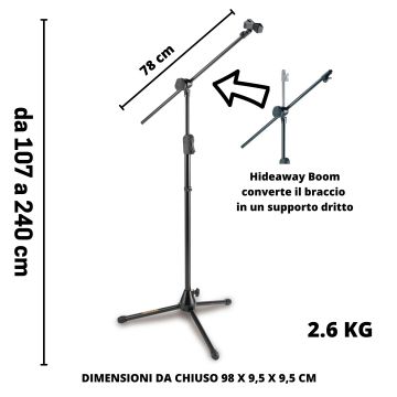 Asta Microfono giraffa Hercules MS-533B convertibile