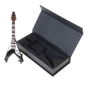 Miniatura Chitarra elettrica nera 17cm con supporto e custodia Agifty