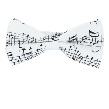 Papillon Musikboutique note bianco con pentagramma nero