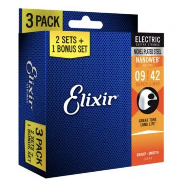 Elixir 12002 Nanoweb super light 9-42 3 pack