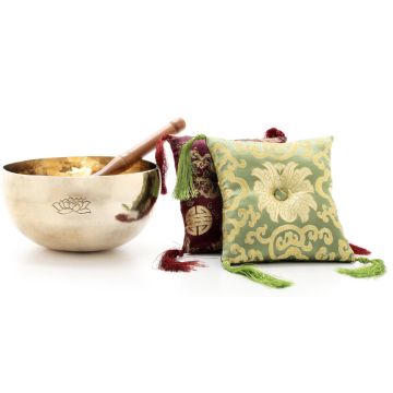 Klangschalen 19cm con cuscino,battente Lotus