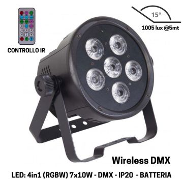 Sagitter SLIMPAR6BAT 7X10w RGBW a batteria