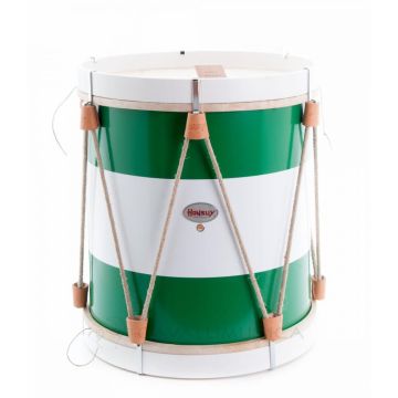 Tamburo da parata Honsuy 30,5x38cm verde e bianco con tracolla e battente pelle naturale  