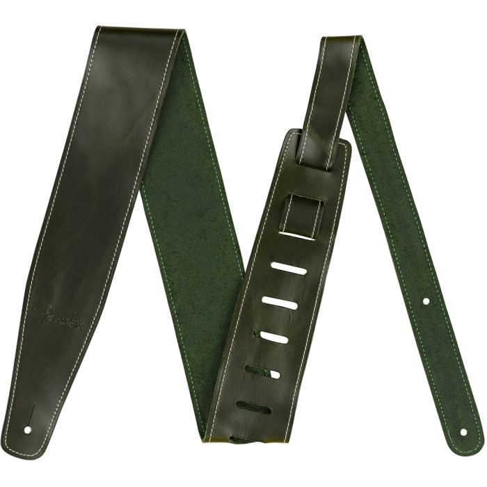 Fender Broken-in Leather green strap main product photo