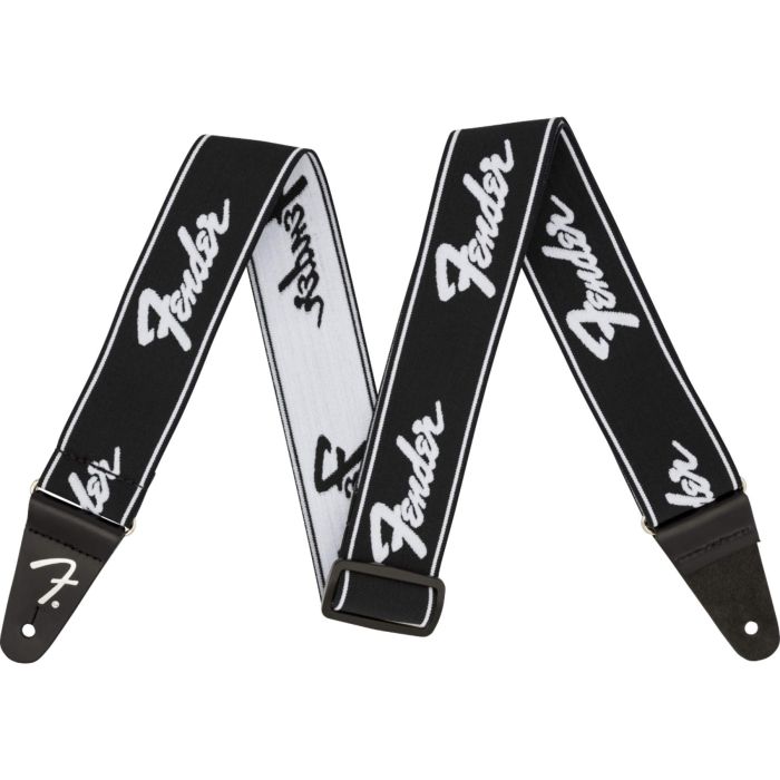 Fender Weighless Guitar Strap Running Logo Black/White main product photo