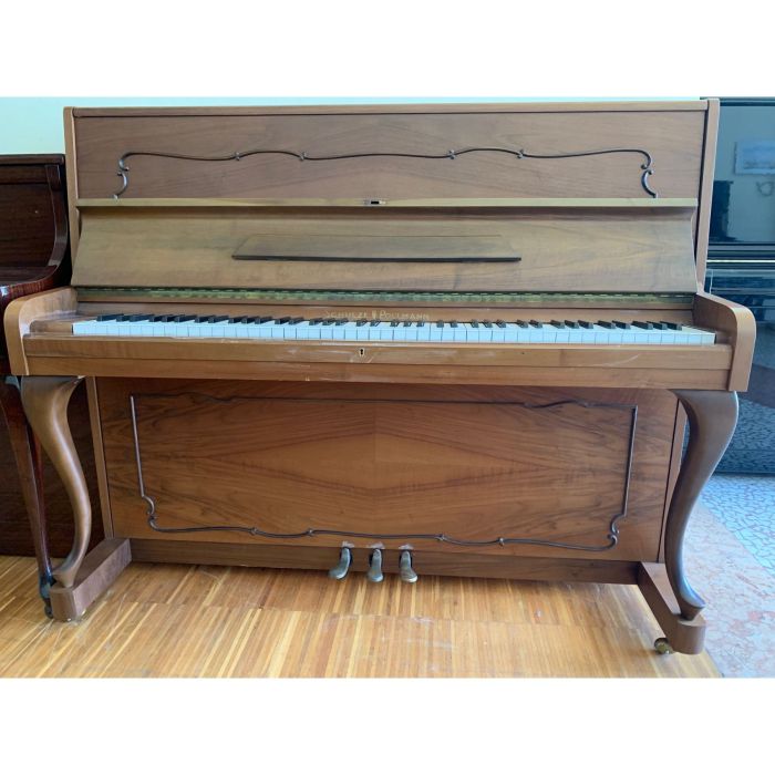 PIANOFORTE SCHULZE POLLMANN CIPPENDAL NOCE CON PANCA IN ARRIVO main product photo