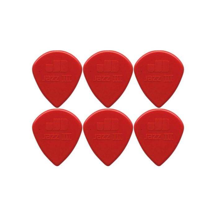 Blister plettri Dunlop Jazz III nylon sharp 47P3N 1.38mm 6pz main product photo