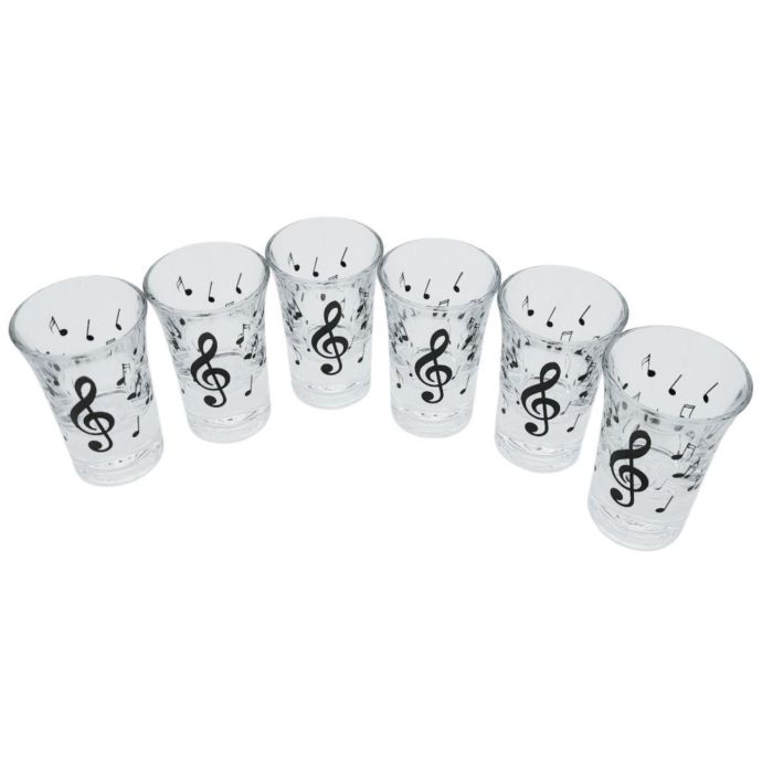 Set 6 bicchierini Musikboutique per distillati e shot con chiave di violino nera e note main product photo
