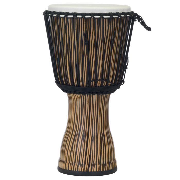 Djembe 14" Pearl Rope Tuned Zebra Grass pelle naturale corde nere main product photo