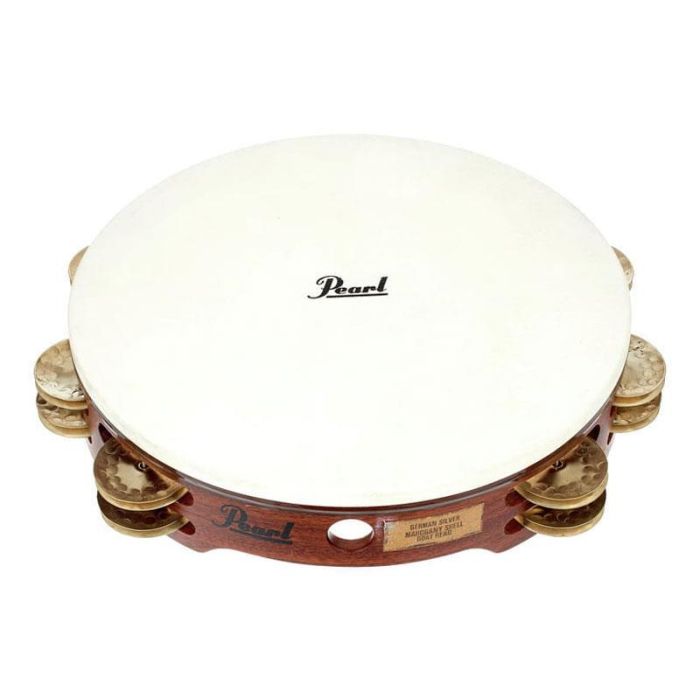Tamburello Pearl PETM-1018GS 10" piattini in alpacca argentata pelle naturale main product photo