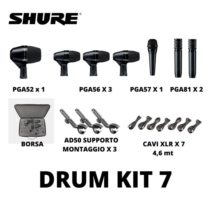 Set Microfoni Shure PGADRUMKIT7 7pz con valigia main product photo