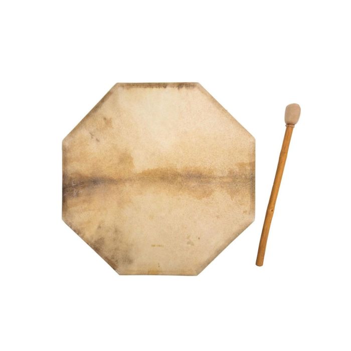Shaman Drum 40cm Terre' pelle capra ottagonale con battente main product photo