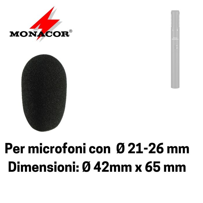 Antivento Monacor WS-50 black 42x65mm - 21/26Ø main product photo