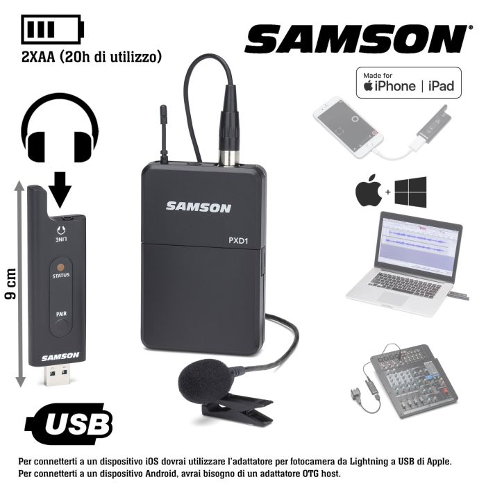 Radiomicrofono lavalier Samson XPD2 LAVALIER wireless main product photo