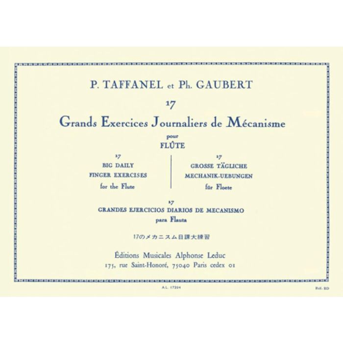 17 Grands Exercices Journaliers de mecanisme Paul Taffanel Book Flauto main product photo