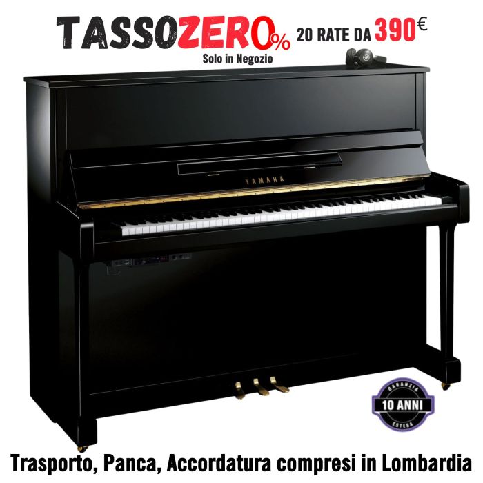 Pianoforte verticale silent Yamaha B3E SC3 nero lucido main product photo