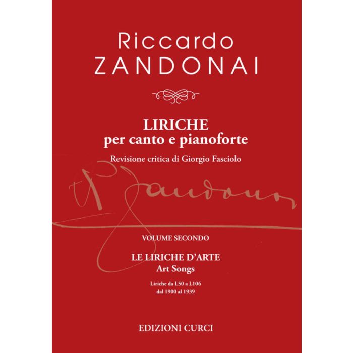 R.Zandonai Liriche per canto e pianoforte Vol. II Le liriche d'Arte main product photo