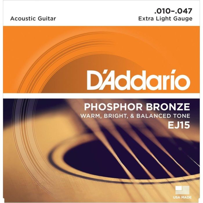 Corde Acustica D`Addario EJ15 Phosphor Bronze extra light 10-47 main product photo