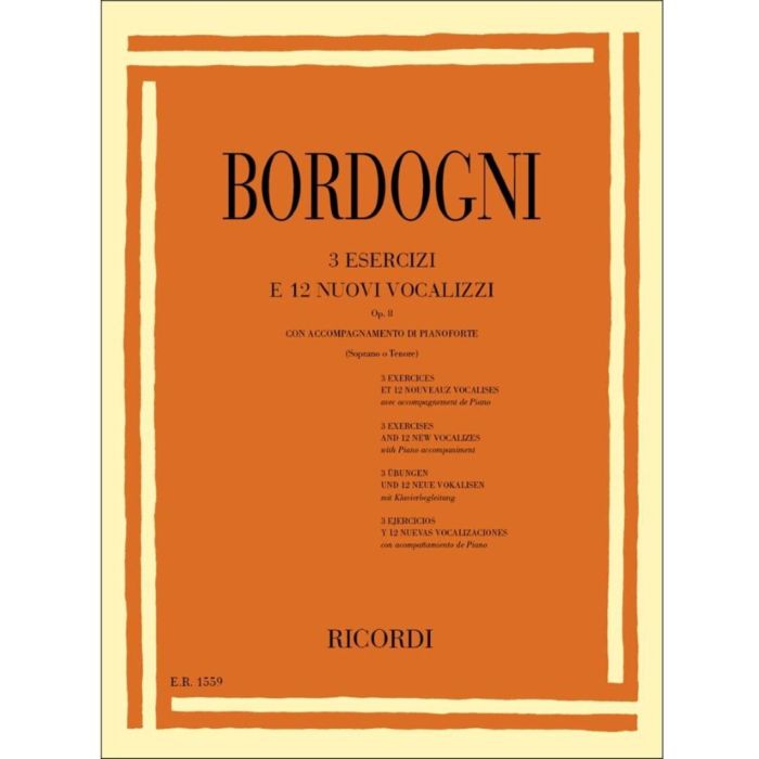 M.Bordogni 3 esercizi e 12 nuovi vocalizzi Op.8 per Soprano e Tenore main product photo