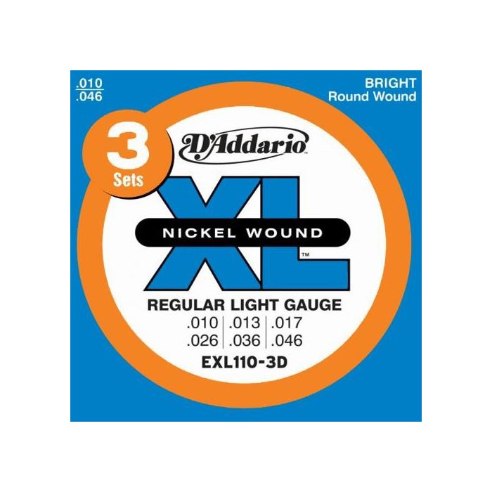 Corde elettrica 3pz D`Addario EXL110 nickel wound regular light 10-46 main product photo