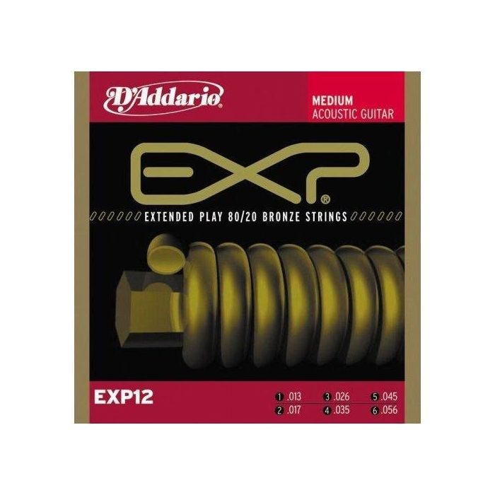 Corde acustica D'Addario EXP12 coated 80/20 bronze medium 13-56 main product photo