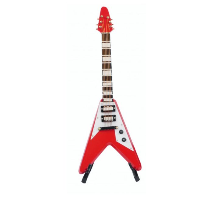 Miniatura Chitarra elettrica rossa 17cm con supporto e custodia Agifty main product photo