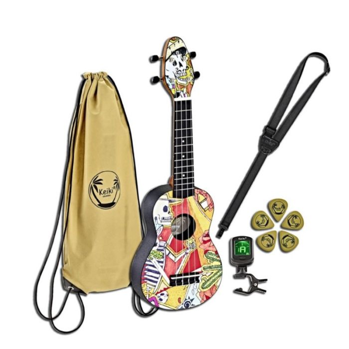 Set Ukulele soprano Keiki K2-EM EL MUERTO con borsa e accessori main product photo