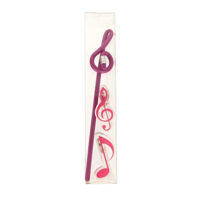 Set Matita a forma chiave di violino con clip Rosa main product photo