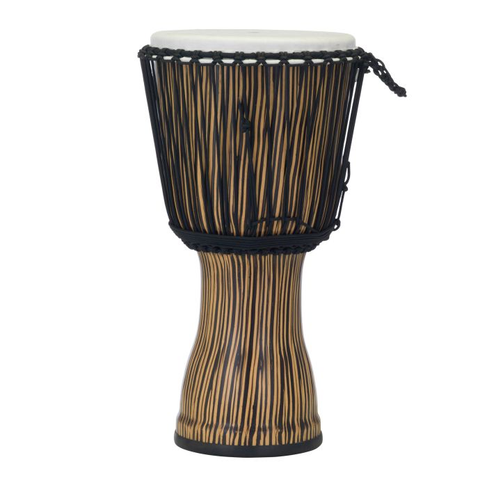 Djembe 12" Pearl Rope Tuned Zebra Grass pelle naturale corde nere main product photo
