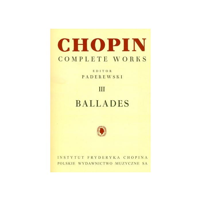 Chopin III Ballades Editor Paderewski main product photo