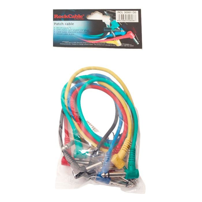 Cavo patch 60cm Rockcable Jack pipa mono da 6,3 6 pz vari colori main product photo