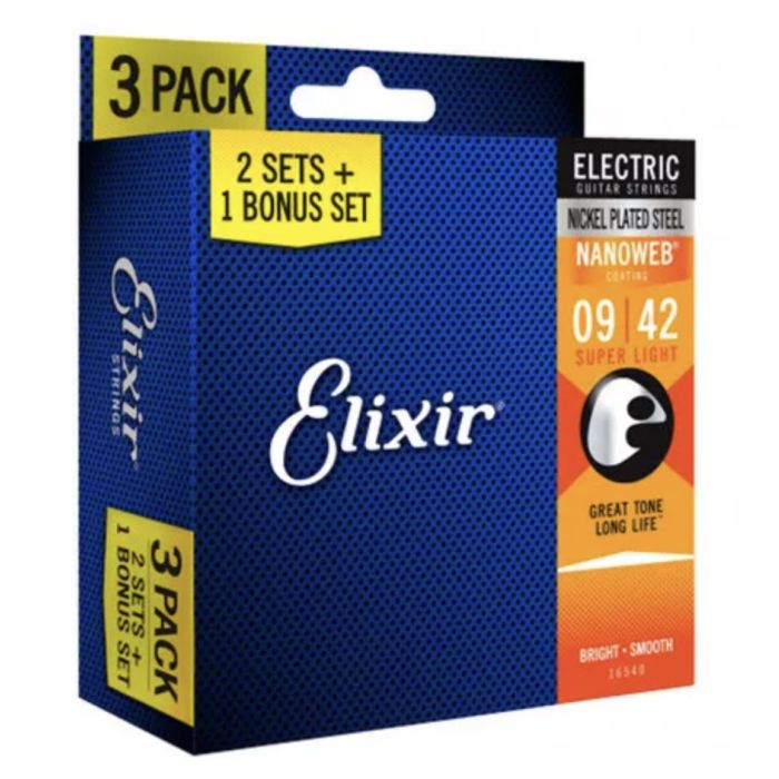 Elixir 12002 Nanoweb super light 9-42 3 pack main product photo