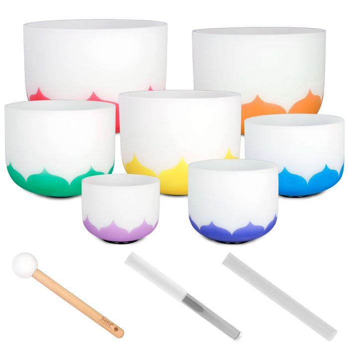 Set campane cristallo quarzo satinato Sela Lotus 7pz 3 battenti 7 basi main product photo